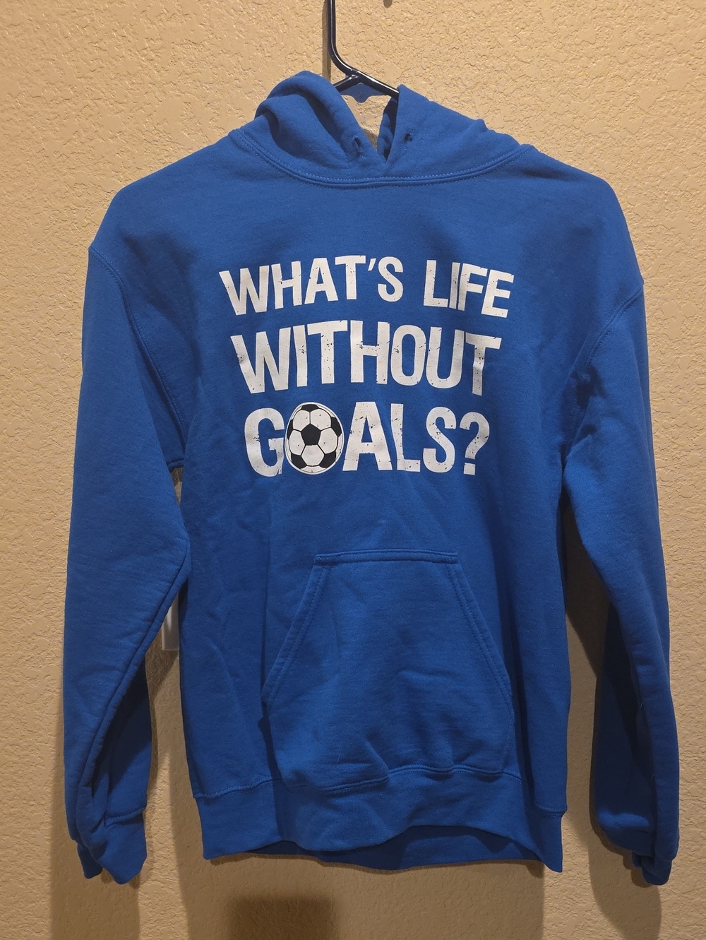 Source Unknown Blue Kids Hoodie "What's Life Without Goals?"